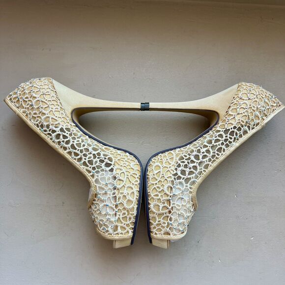 Lady Couture Ivy Peep Toe Gold Lace Mesh Stiletto Heels NIB Women’s EU 40 US 9 - Picture 7 of 16